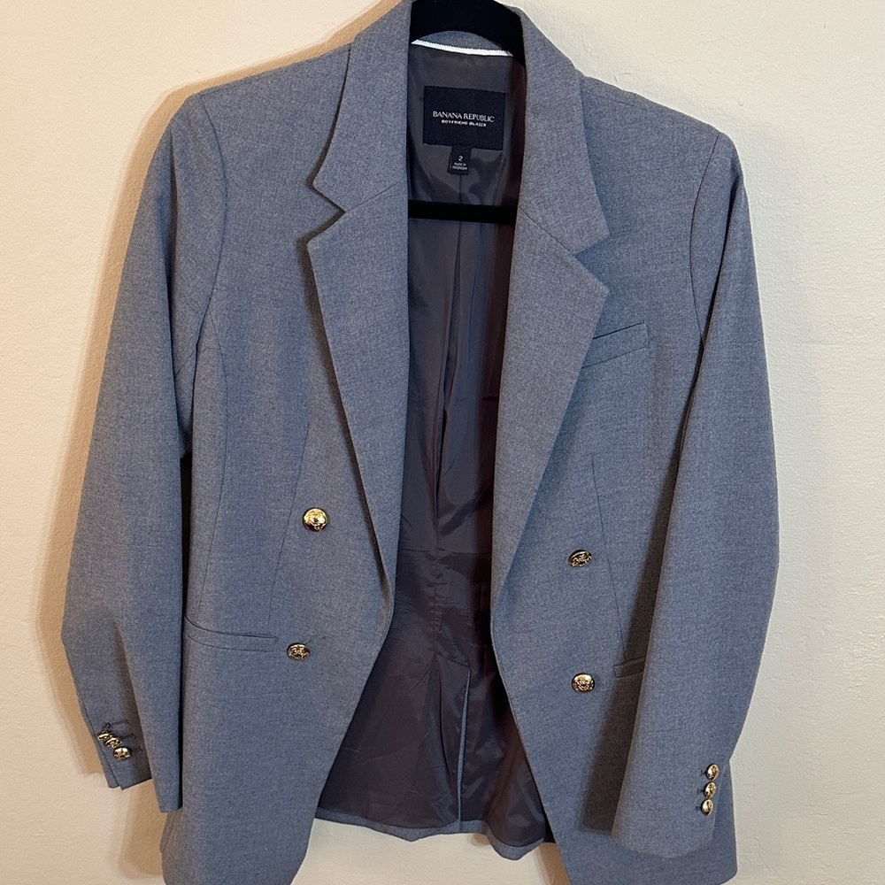 Banana Republic Charcoal Blazer with Gold Accents
